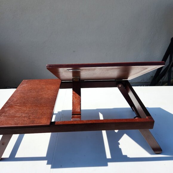NEW Walnut Winsome Alden Bed Laptop Tray Lap Desk Reading Workstation W/ Drawer - Picture 8 of 16